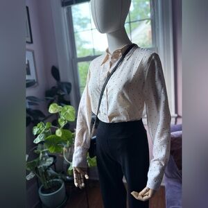 Vintage Cream Polka Dot Blouse | Silk-Feel | French Girl Capsule Essential